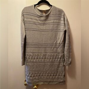 SUNDANCE Long Sleeve Silk Blend Sweater Dress Gray Women's Size Small